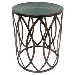 Copper Round Metal Side Table, Small Bargain Sale