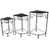 Fan Shaped Wood Top Plant Stand With Bronze Double Tube Metal Leg, Medium Premium