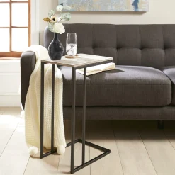 Grey Wooden Top C-Table With Gunmetal Base Clearance