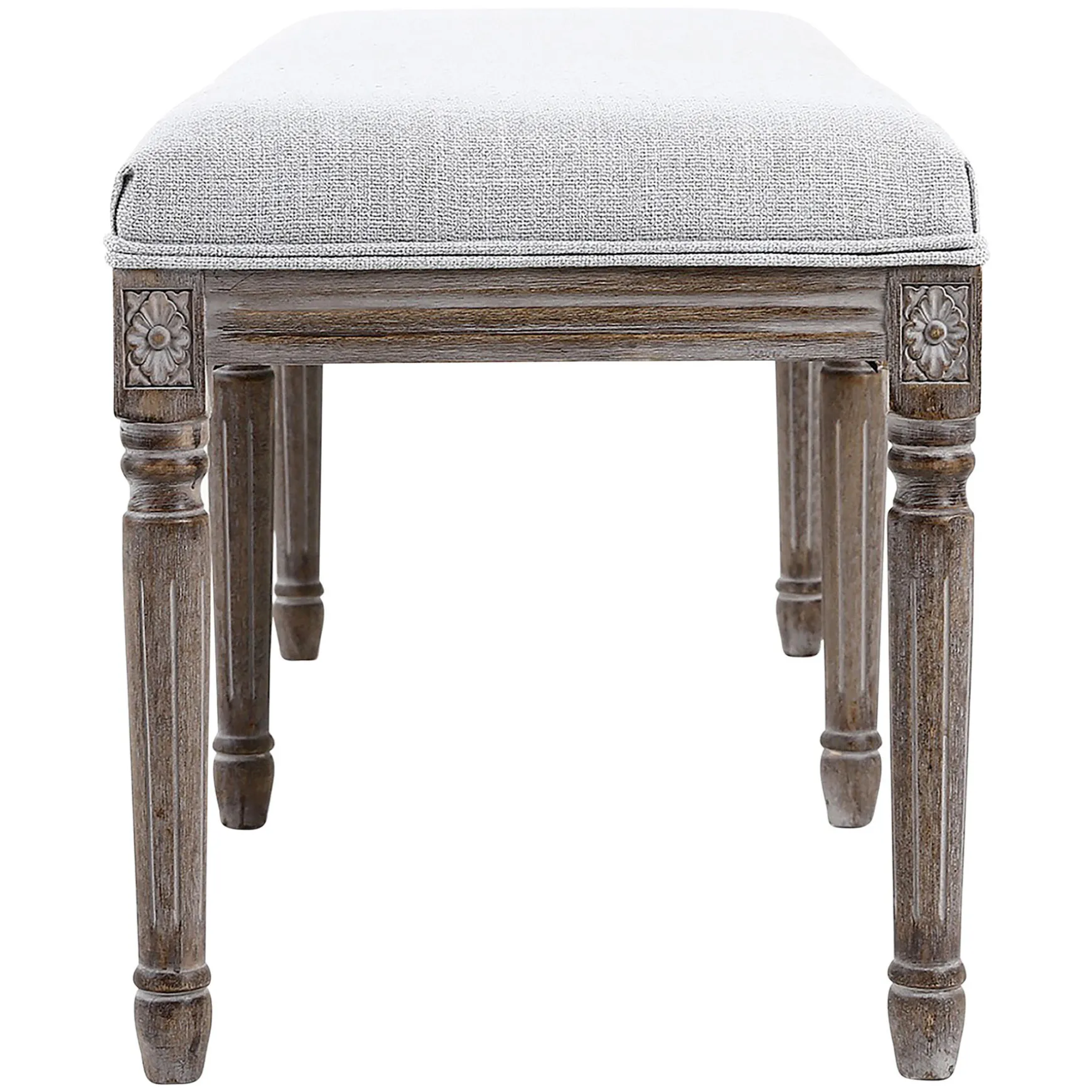 Heritage Light Grey Linen Bench Cheaper