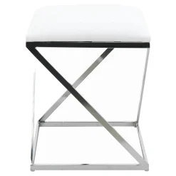 Laila Ali Modern White Velvet Ottoman Promotion
