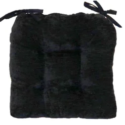 Reese Chenille Black Chair Pad Bargain Sale